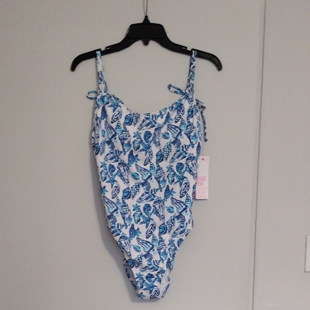 Lilly Pulitzer Blue and White Butterfly Print One-Piece Swimsuit